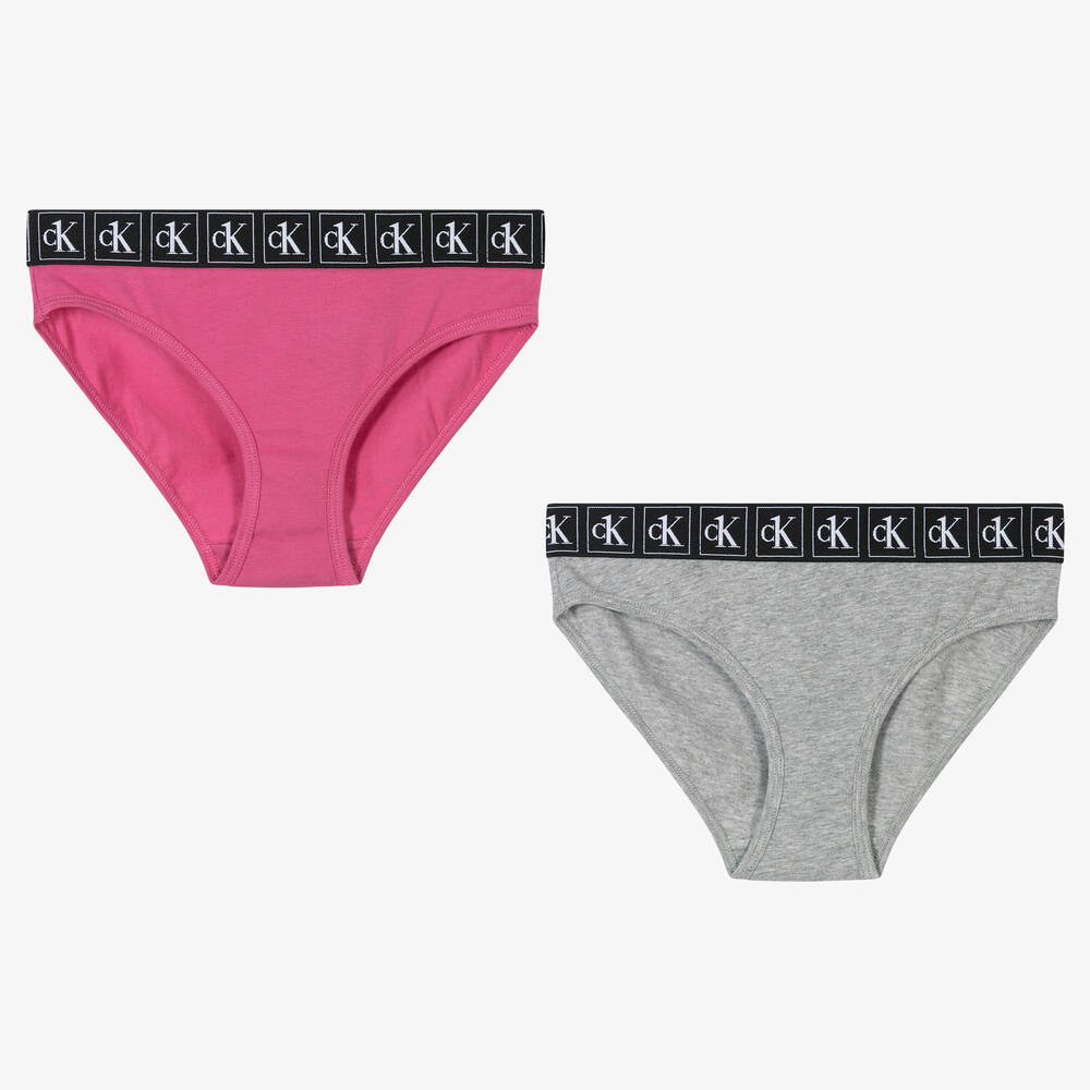 Calvin Klein - Girls Cotton Knickers (2 Pack) | Childrensalon