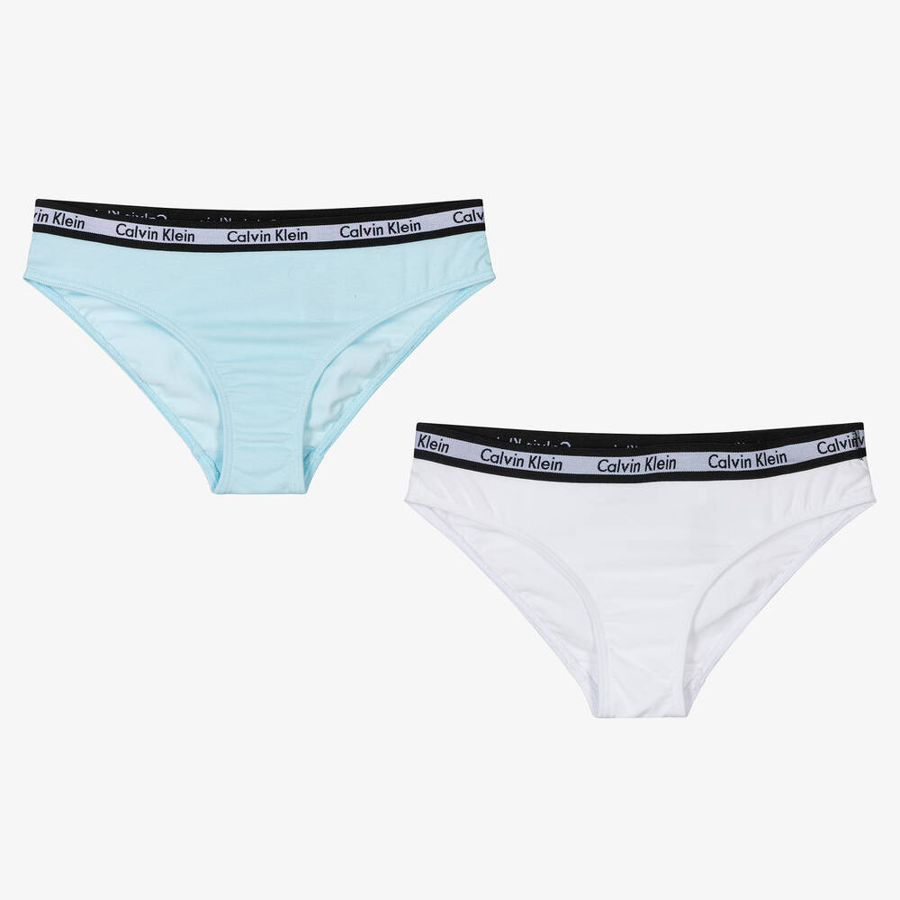 Calvin Klein - سروال داخلي قطن جيرسي لون أبيض وأزرق (عدد 2) | Childrensalon