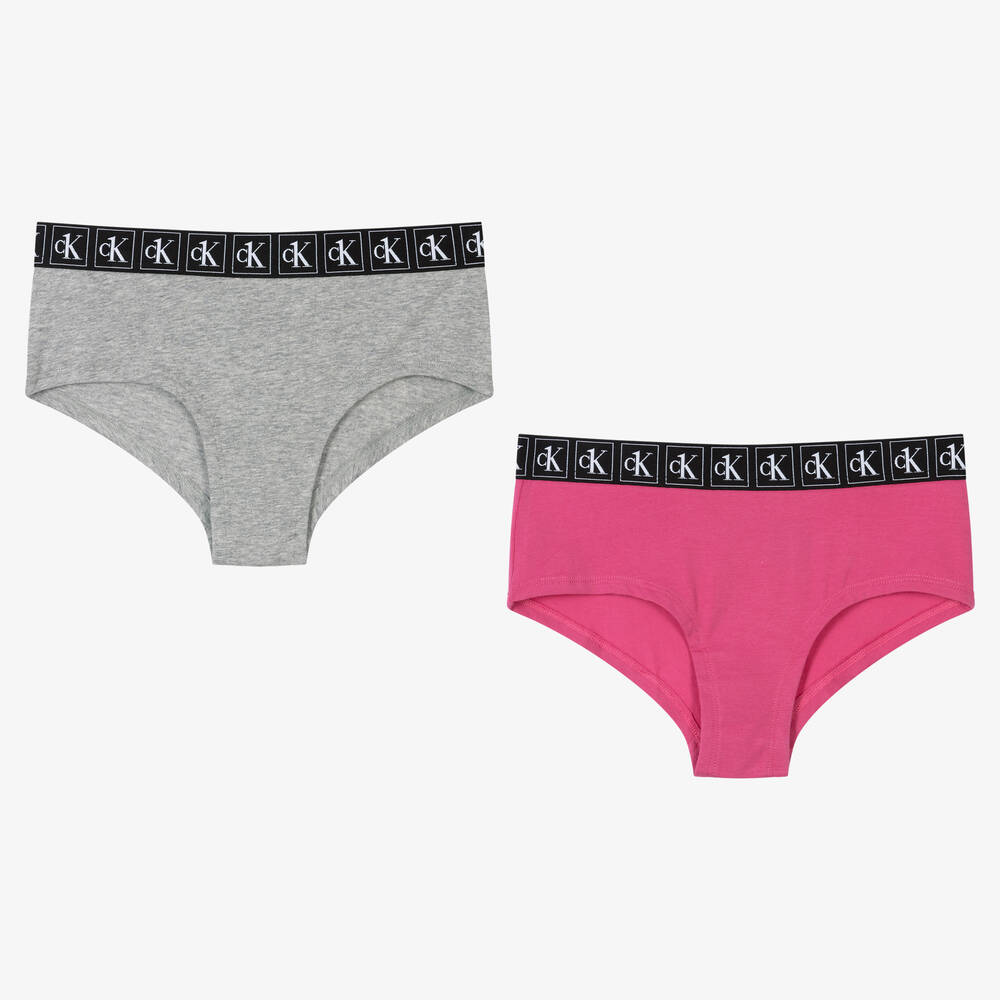 Calvin Klein - Girls Cotton Knickers (2 Pack) | Childrensalon