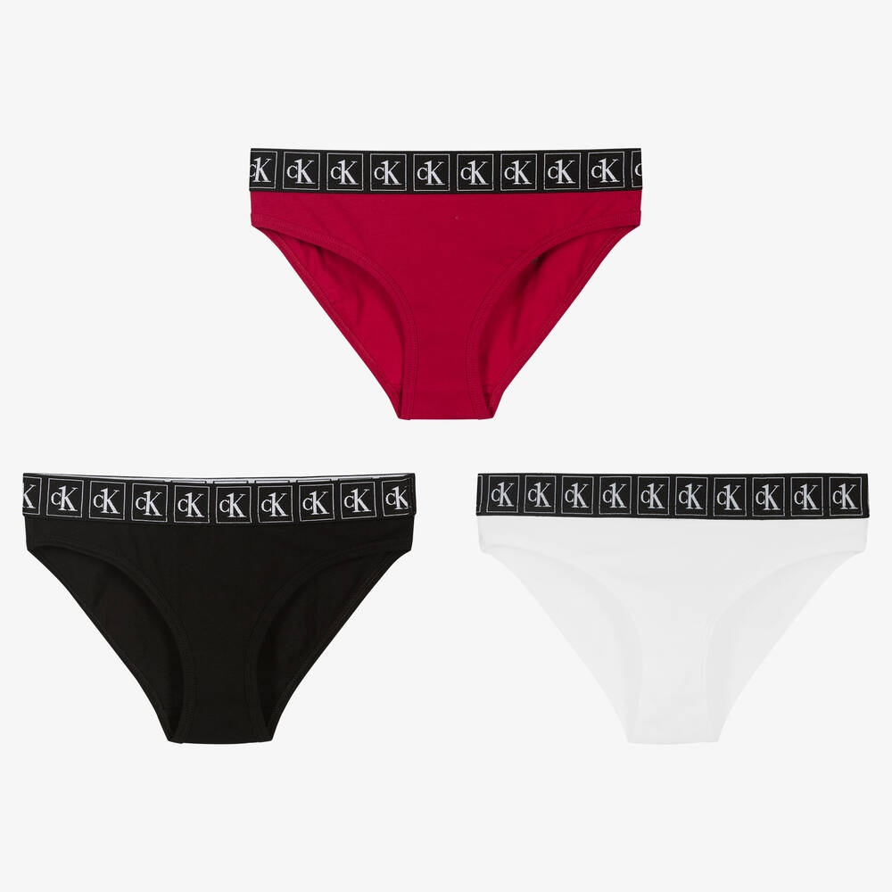 Calvin Klein - Girls Cotton Knickers (3 Pack) | Childrensalon