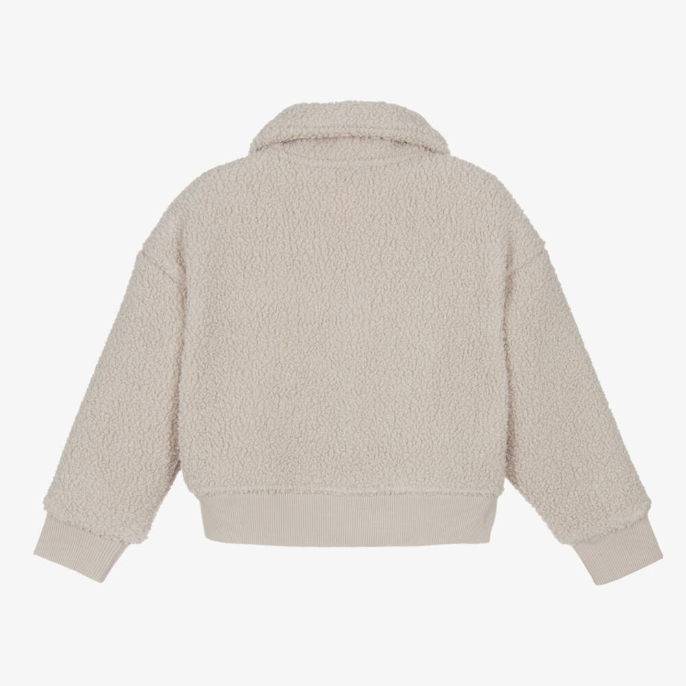 Calvin Klein-Girls Cozy Beige Teddy Pullover | Childrensalon Outlet