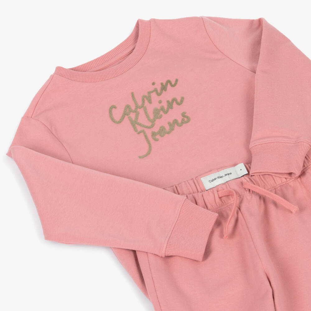 Calvin Klein-Girls Cozy Pink Cotton Ensemble | Childrensalon Outlet