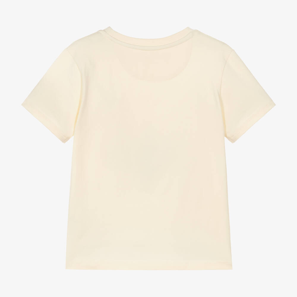 Calvin Klein-Girls Cream Logo Cotton Top | Childrensalon Outlet
