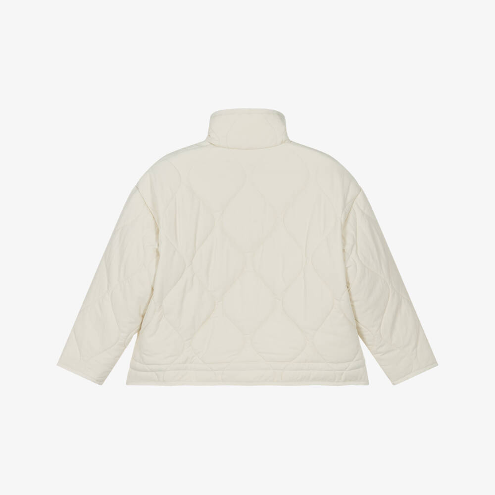 كالفين كلاين-معطف مبطن فاخر للبنات بلون كريمي | Childrensalon Outlet