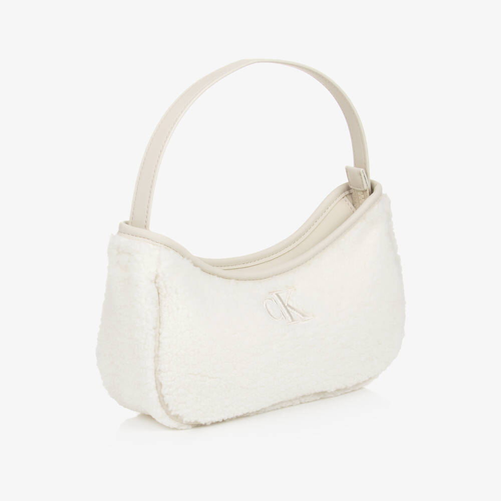 Calvin Klein-Girls Cream Sherpa Fleece Bag | Childrensalon Outlet