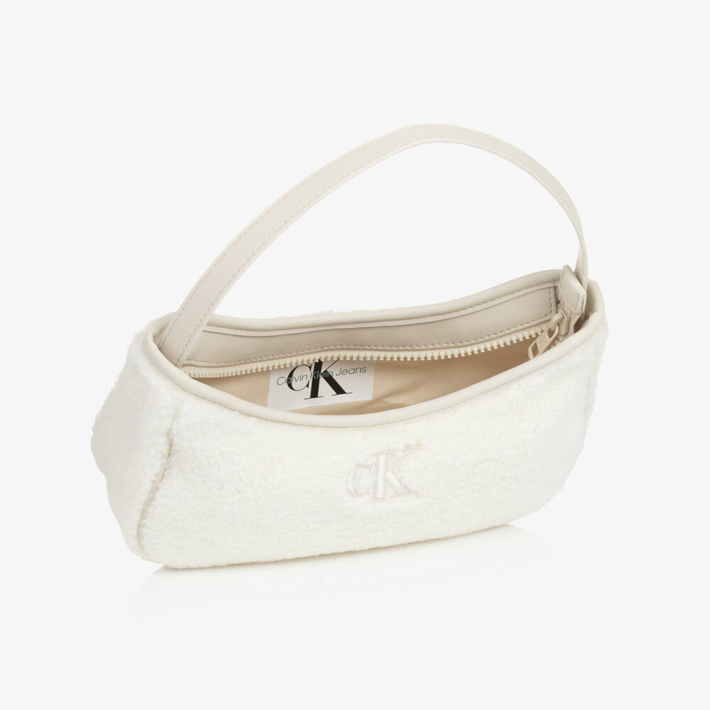 Calvin Klein-Girls Cream Sherpa Fleece Bag | Childrensalon Outlet