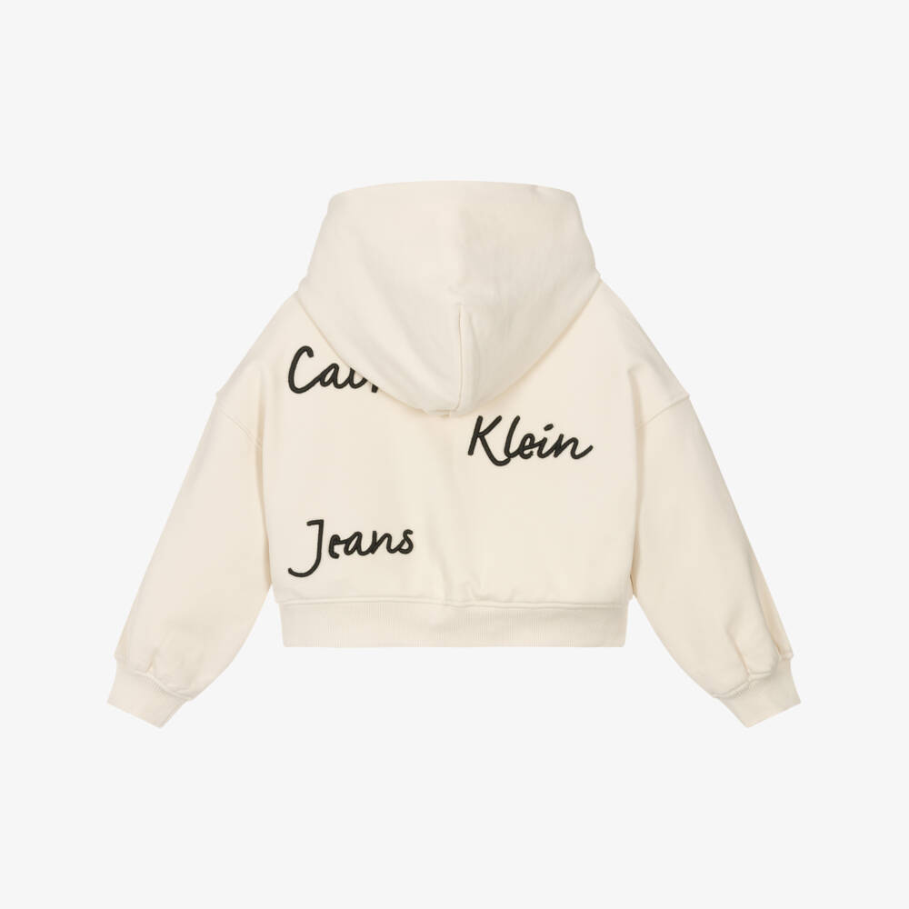 Calvin Klein-Girls Creamy Cotton Sweatshirt Elegance | Childrensalon Outlet
