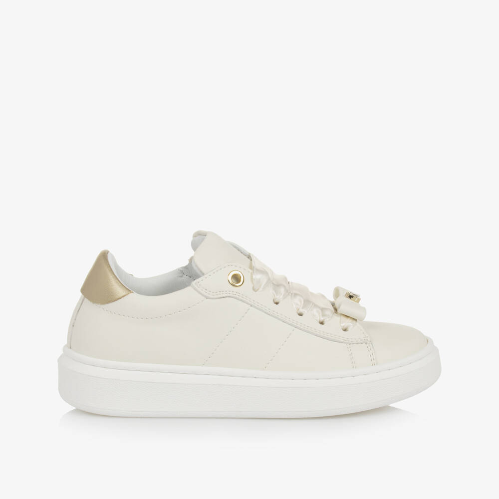 Calvin Klein-Girls Creamy Faux Leather Sneakers | Childrensalon Outlet