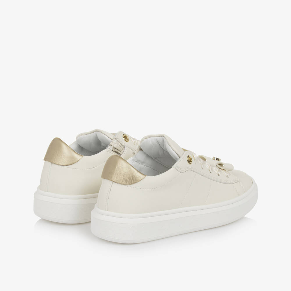 Calvin Klein-Girls Creamy Faux Leather Sneakers | Childrensalon Outlet