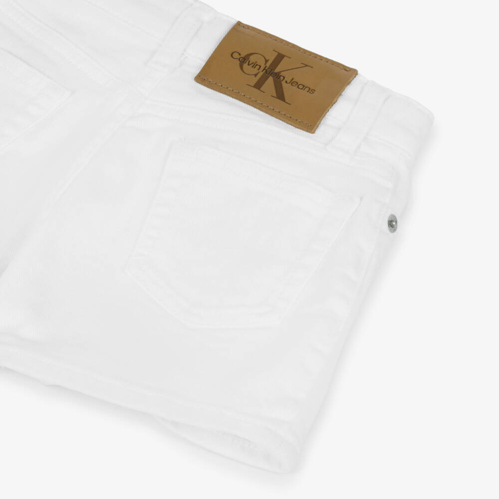 Calvin Klein-Girls' Crisp Ivory Denim Shorts | Childrensalon Outlet