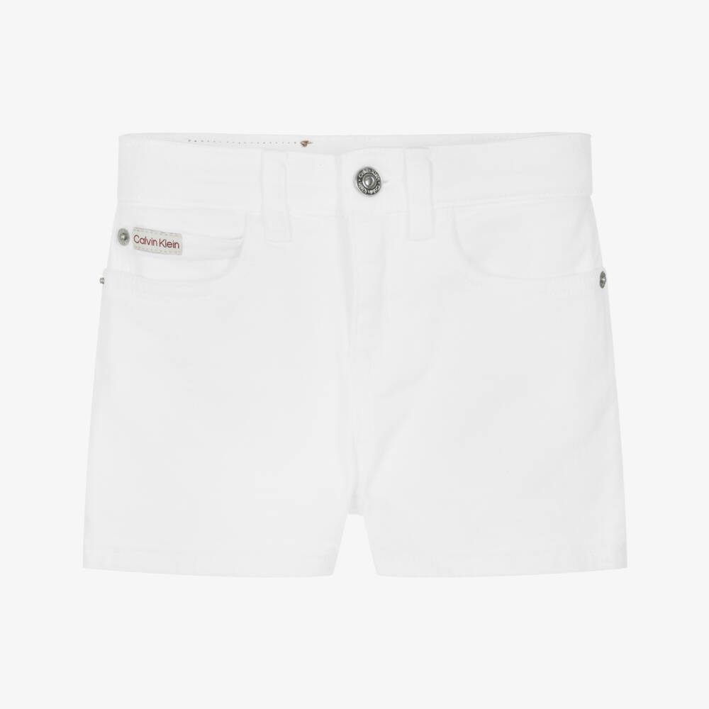 Calvin Klein-Girls' Crisp Ivory Denim Shorts | Childrensalon Outlet