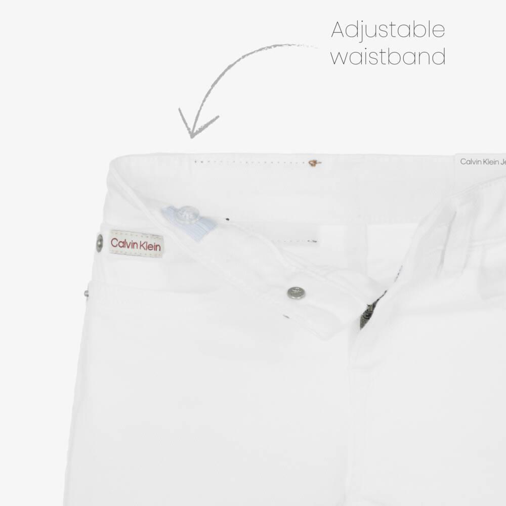 Calvin Klein-Girls' Crisp Ivory Denim Shorts | Childrensalon Outlet