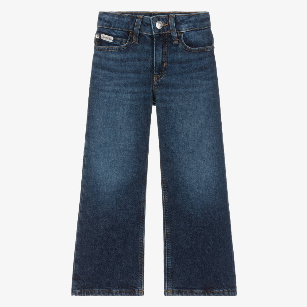 Calvin Klein-Girls Dark Blue Denim Wide Leg Jeans | Childrensalon Outlet