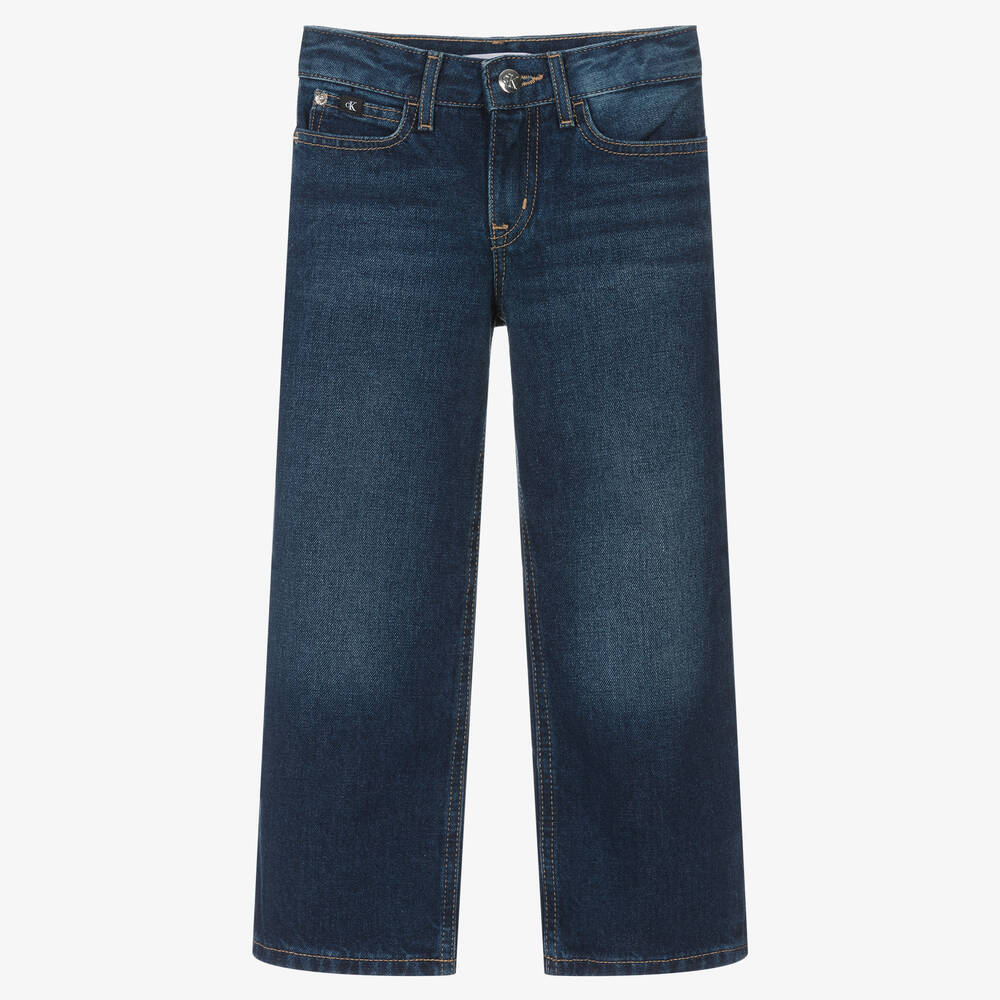 Calvin Klein Jeans - Girls Dark Blue Wide Leg Jeans | Childrensalon