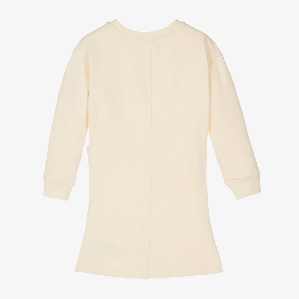 Calvin Klein-Girls Deep Ivory Cotton Twist Dress | Childrensalon Outlet
