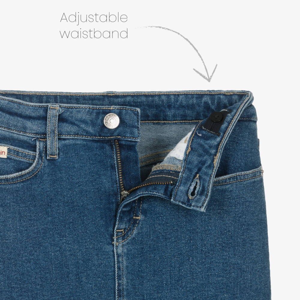 Calvin Klein-Girls Denim Blue Midi Skirt | Childrensalon Outlet