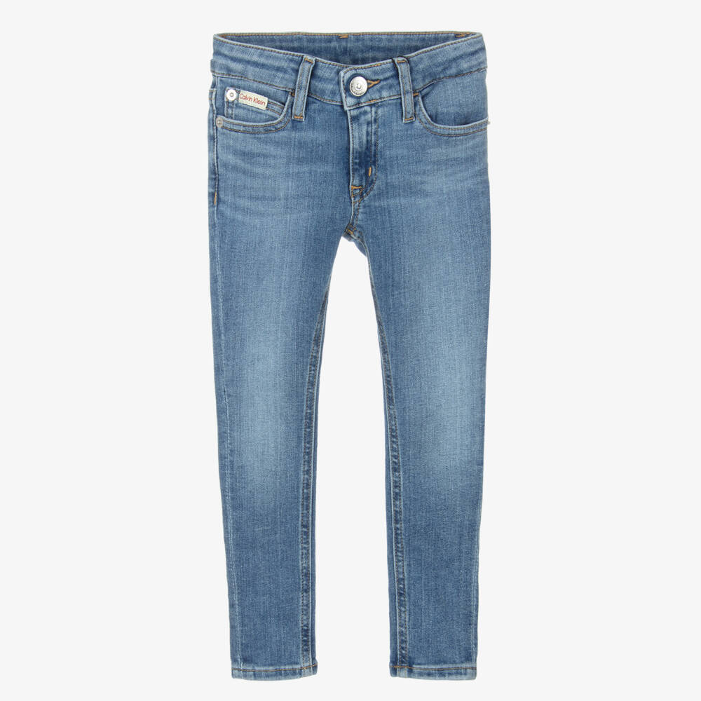 Calvin Klein-Girls Denim Skinny Blue Trousers | Childrensalon Outlet