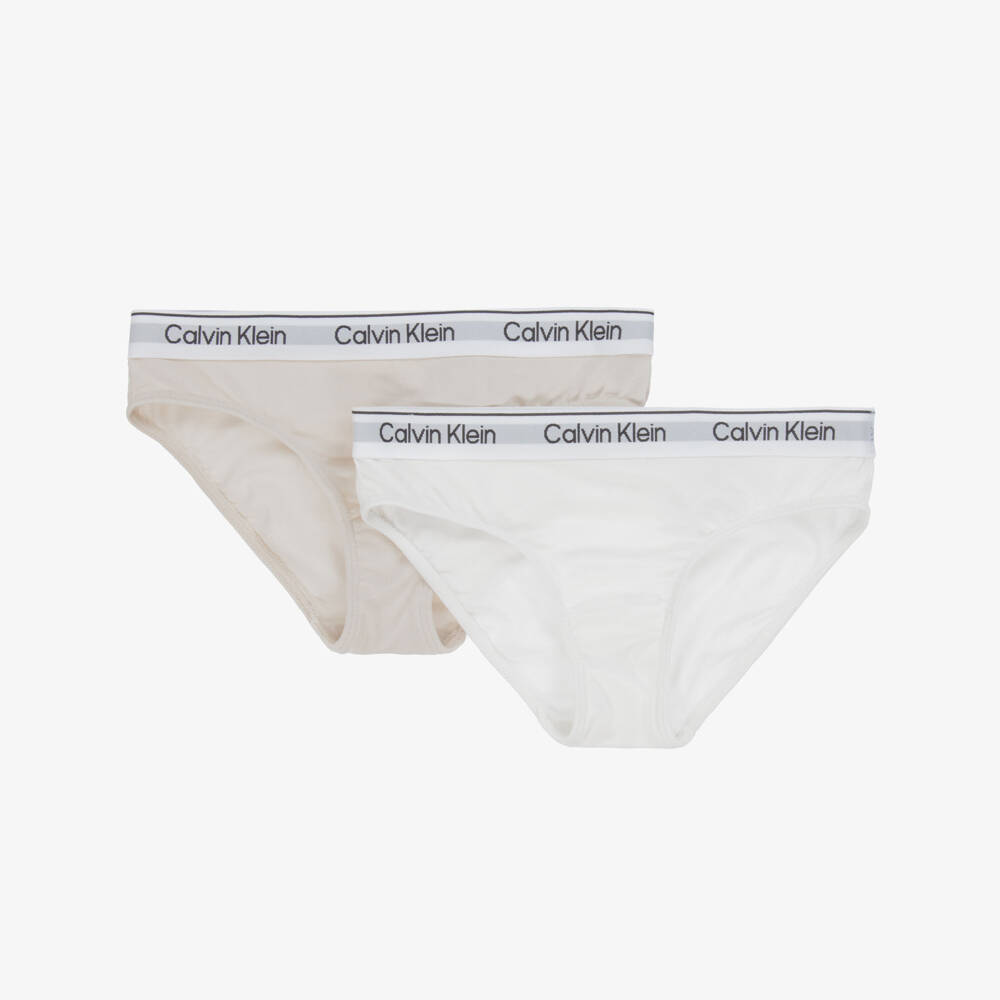 Calvin Klein-Girls Dual-Tone Cotton Comfort Knickers | Childrensalon Outlet