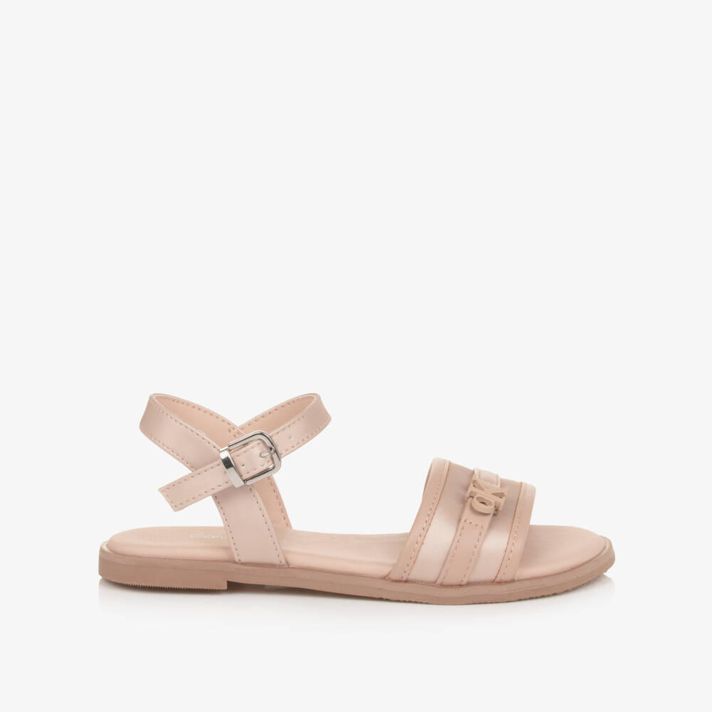 Calvin Klein-Girls Dusky Pink Faux Leather Sandals | Childrensalon Outlet