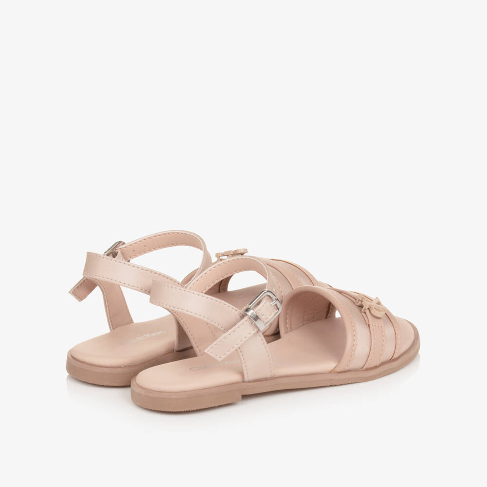 Calvin Klein-Girls Dusky Pink Faux Leather Sandals | Childrensalon Outlet