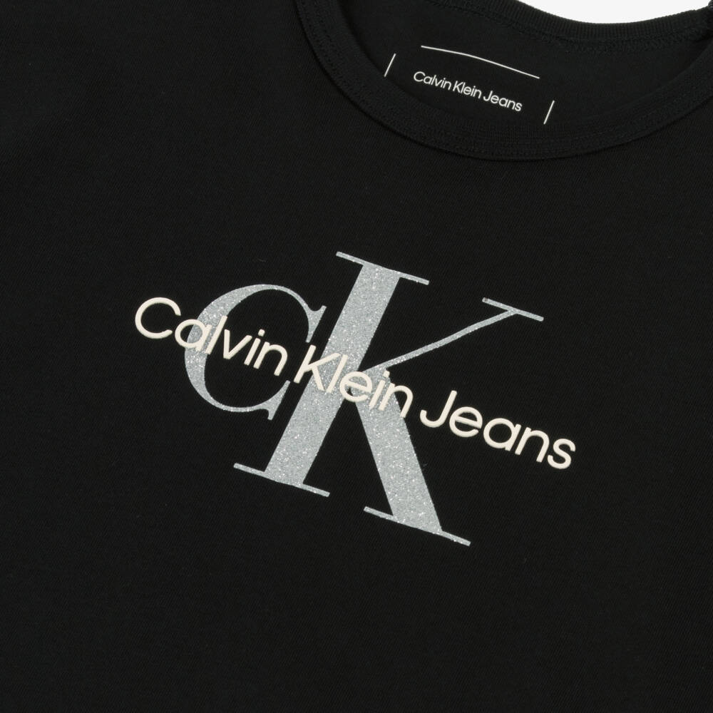 Calvin Klein-Girls Elegant Black Logo Tee | Childrensalon Outlet