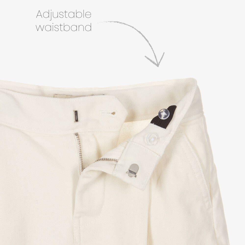 Calvin Klein-Girls Elegant Ivory Twill Shorts | Childrensalon Outlet