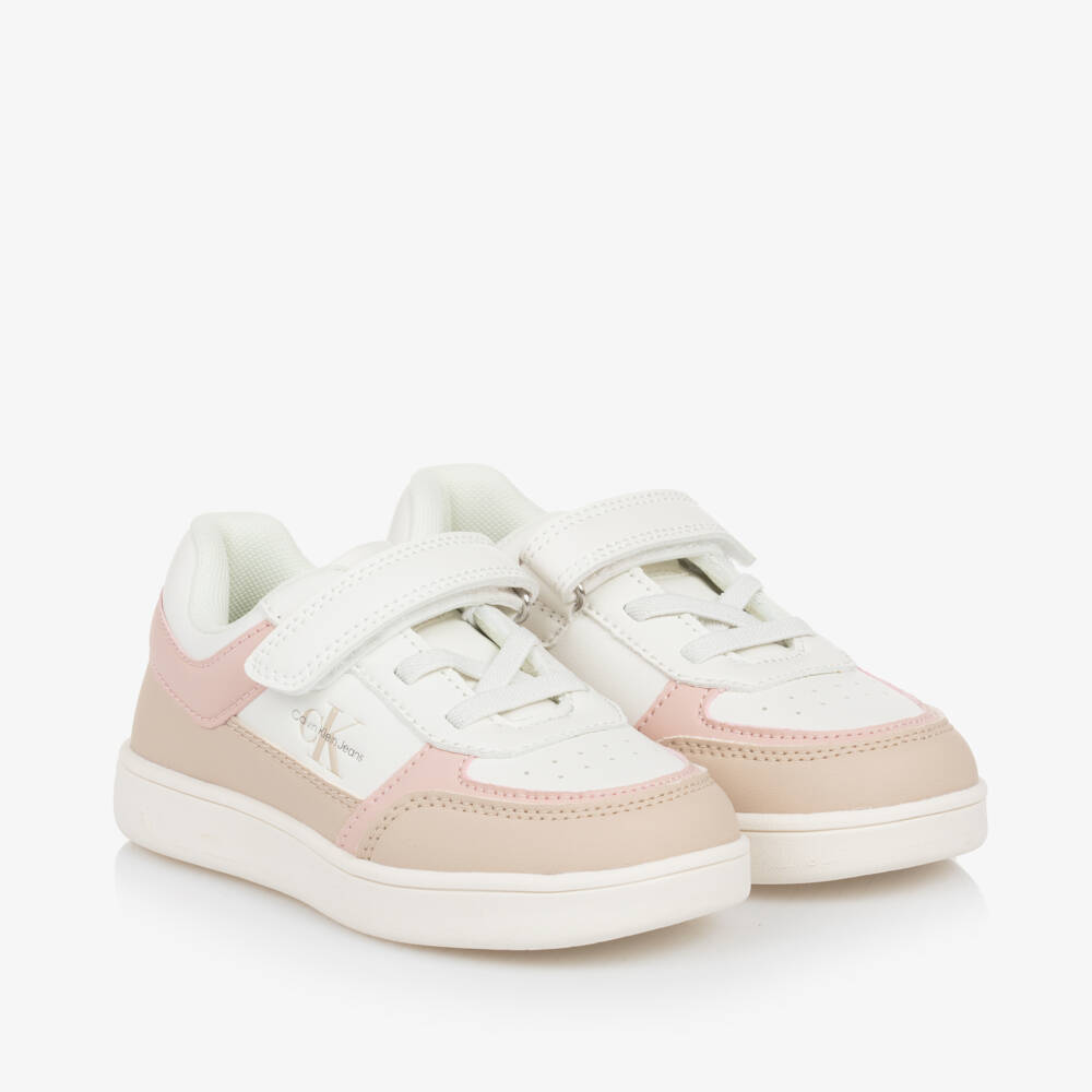 Calvin Klein-حذاء رياضي جلد صناعي لون أبيض للبنات | Childrensalon Outlet