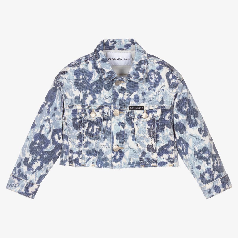 Calvin Klein Jeans-Girls Floral Denim Jacket | Childrensalon Outlet