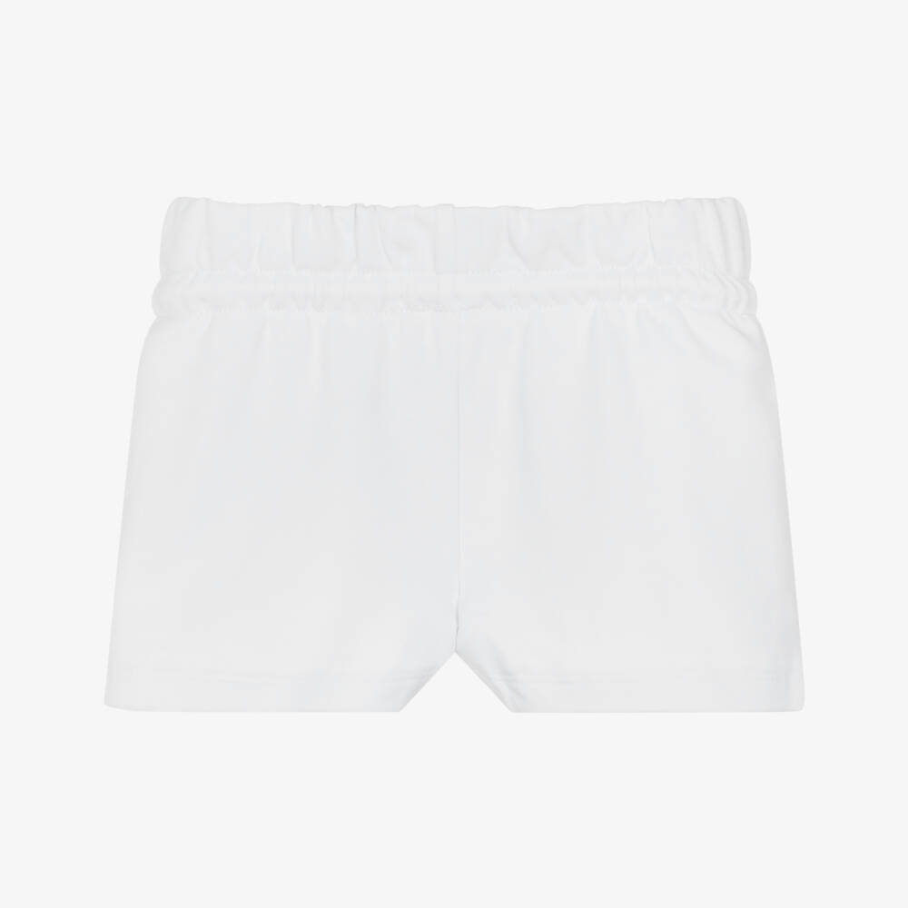 Calvin Klein-Girls Glittery White Cotton Logo Shorts | Childrensalon Outlet