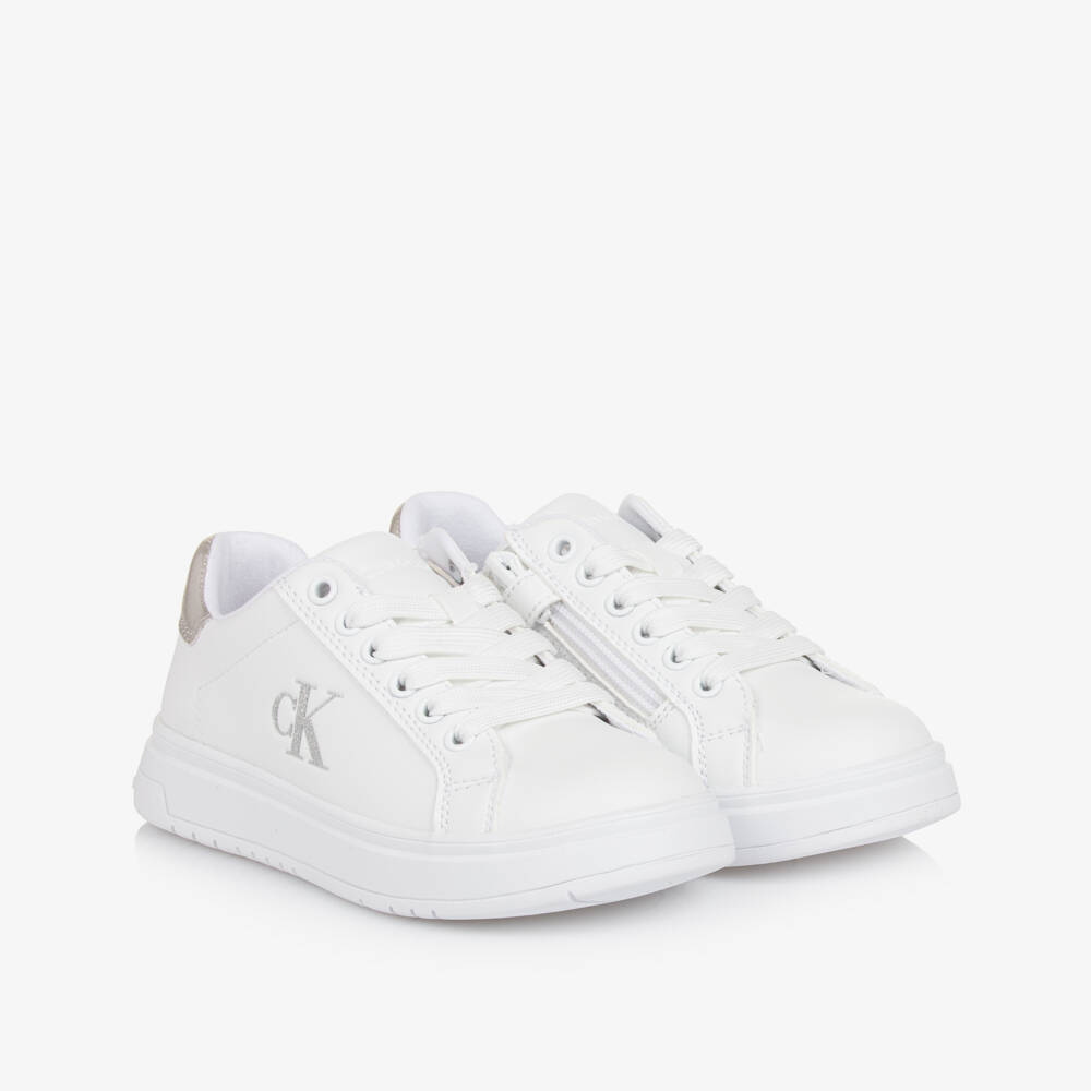 Calvin Klein-Блестящие белые кеды для девочек | Childrensalon Outlet