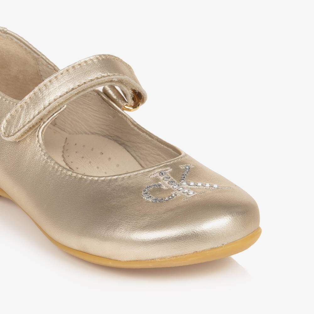 Calvin Klein Girls Gold Leather Bar Shoes Childrensalon Outlet