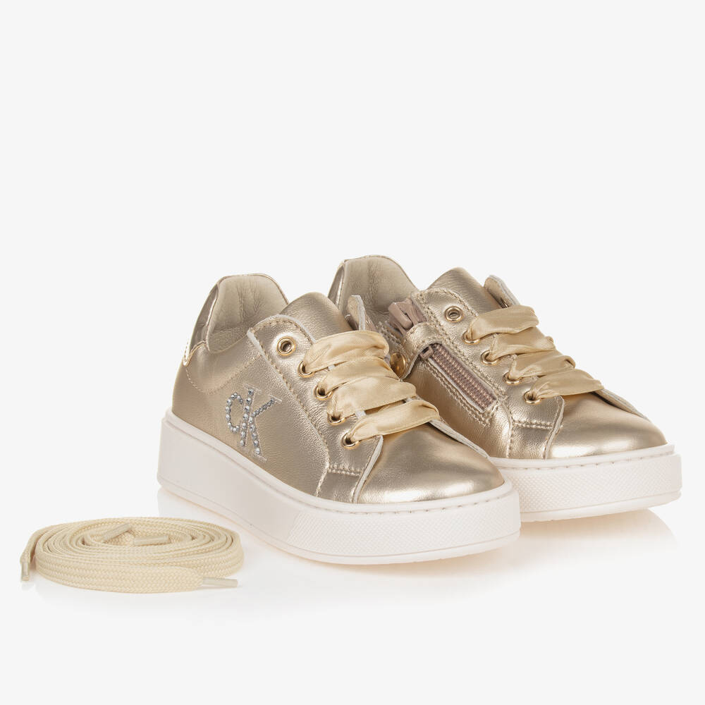 Girls gold trainers clearance