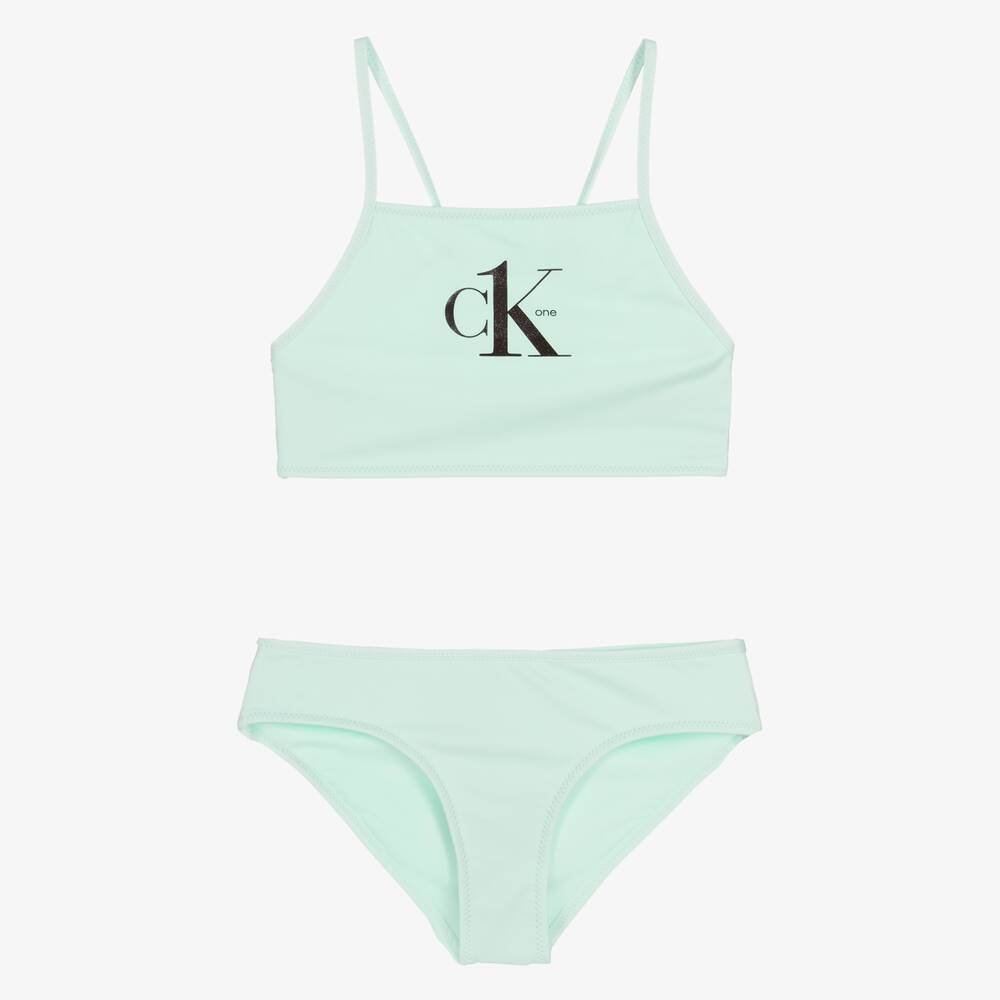 Calvin Klein - Grüner Bikini für Mädchen  | Childrensalon