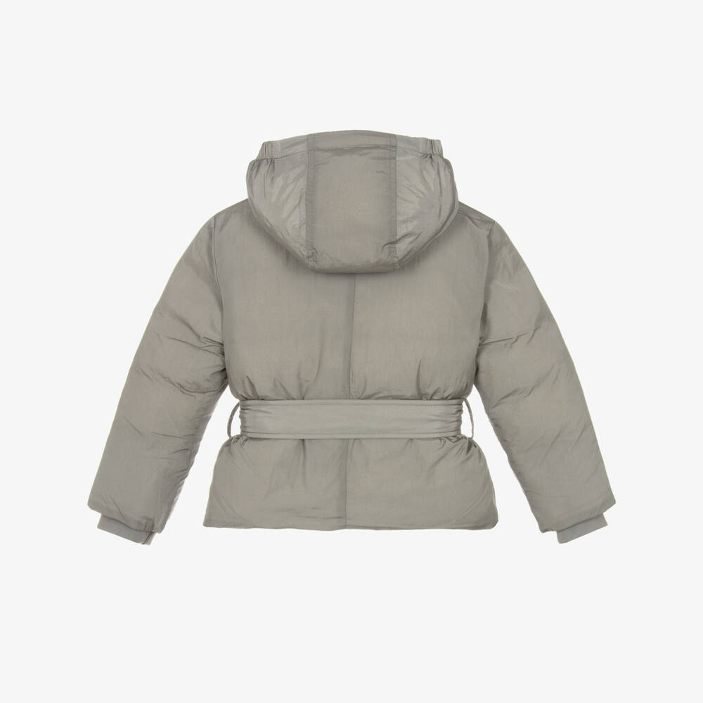Calvin Klein-Girls Grey Belted Puffer Jacket | Childrensalon Outlet