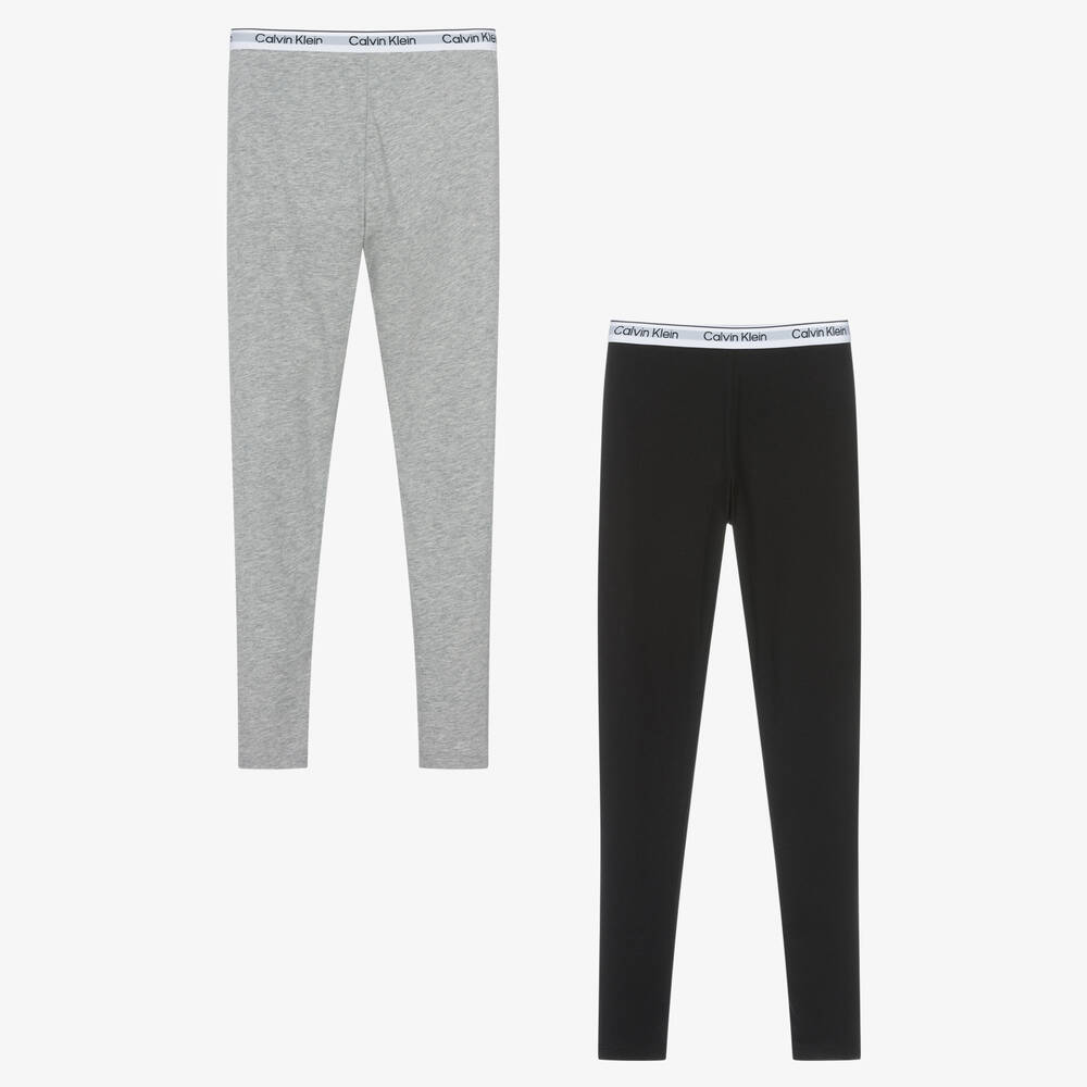 Calvin Klein - Leggings gris et noirs fille (x2) | Childrensalon