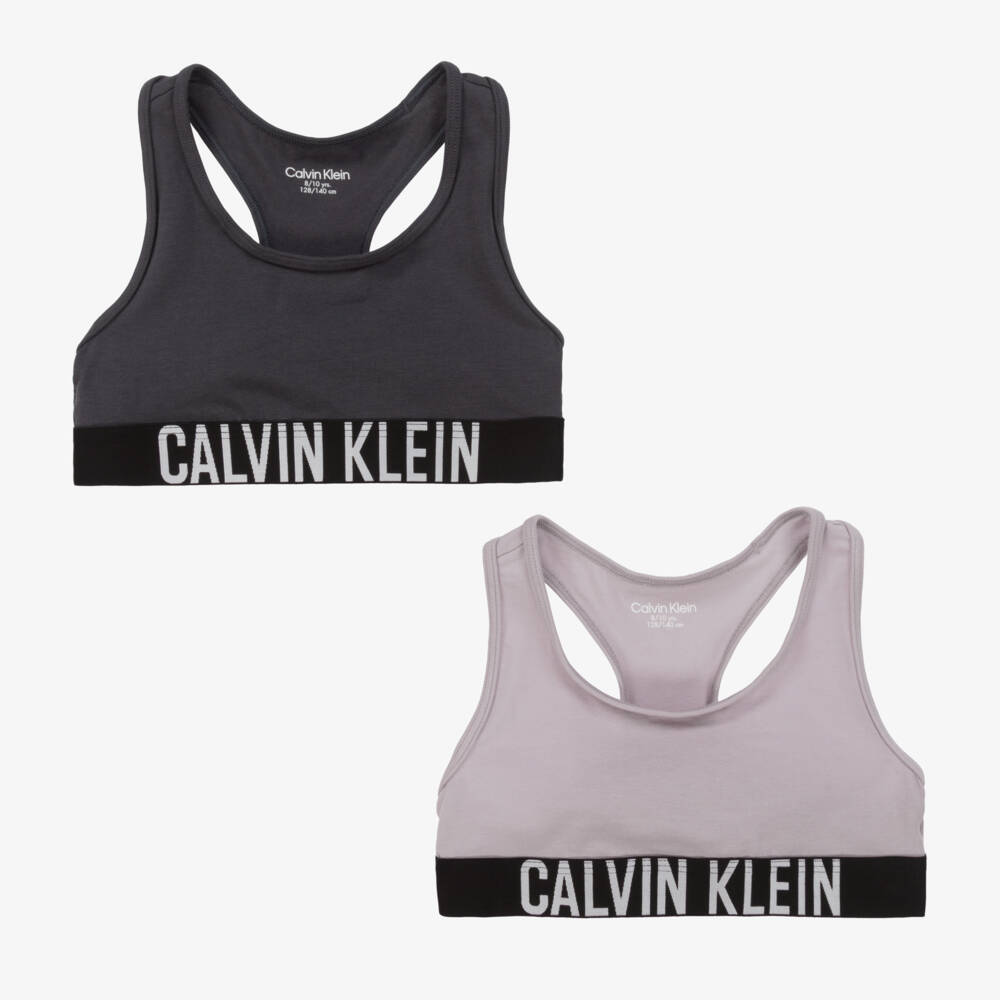 Calvin Klein-Girls Grey Cotton Bra Tops Set | Childrensalon Outlet