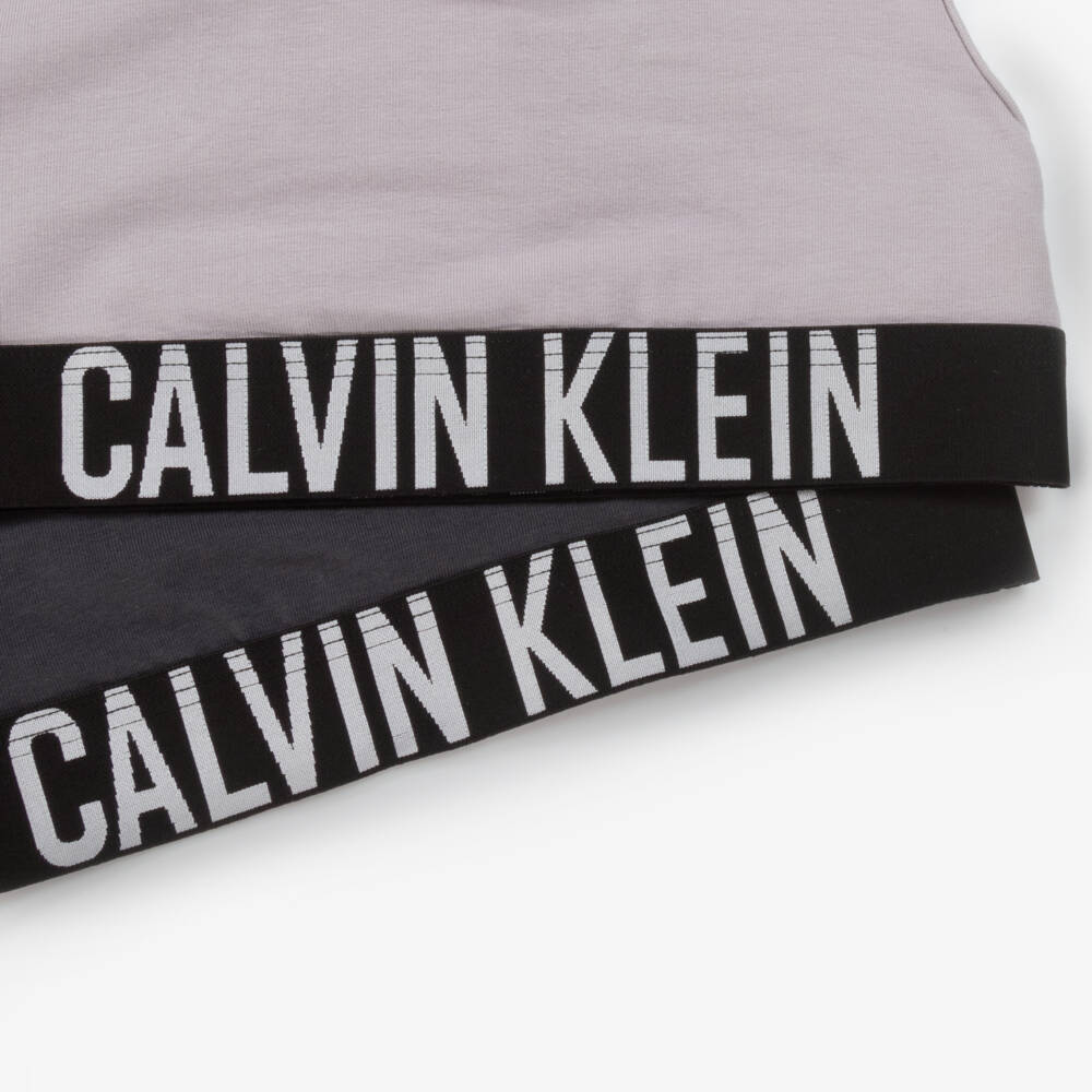 Calvin Klein-Girls Grey Cotton Bra Tops Set | Childrensalon Outlet