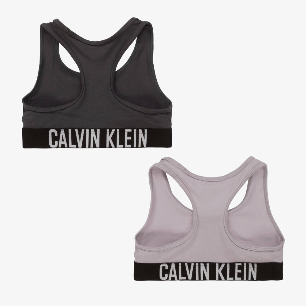 Calvin Klein-Girls Grey Cotton Bra Tops Set | Childrensalon Outlet