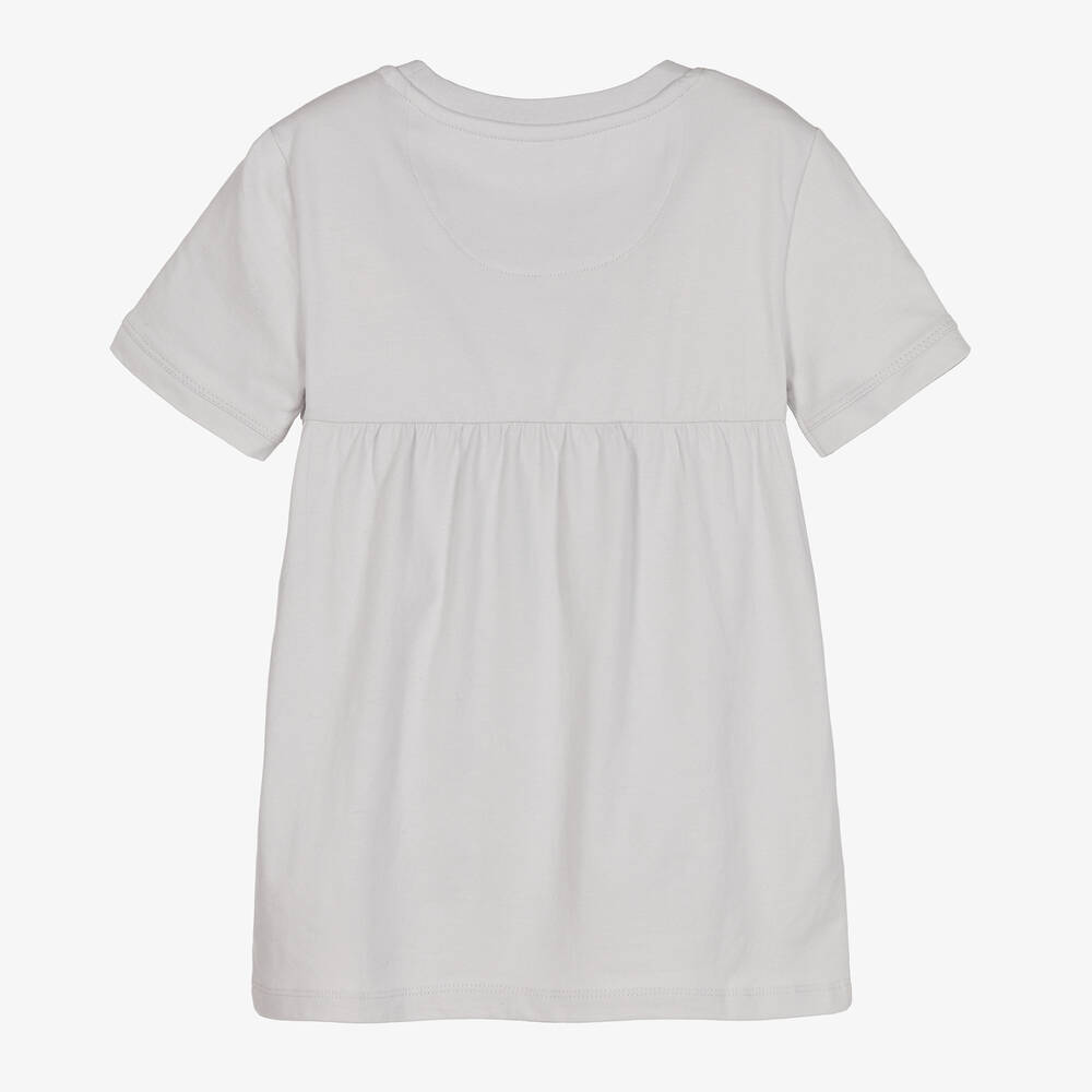 كالفين كلاين Jeans-فستان أطفال بناتي قطن جيرسي لون رمادي فاتح | Childrensalon Outlet