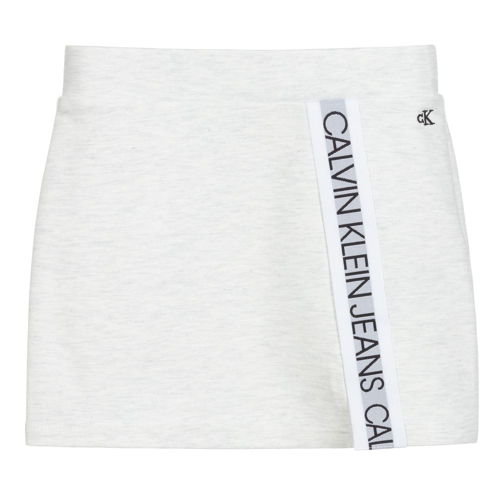 Calvin Klein Jeans-Girls Grey Logo Tape Skirt | Childrensalon Outlet