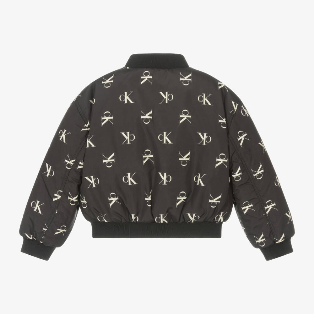 Calvin Klein-Girls Ivory & Black Reversible Bomber | Childrensalon Outlet