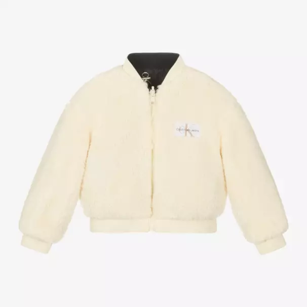 Calvin Klein-Girls Ivory & Black Reversible Bomber | Childrensalon Outlet