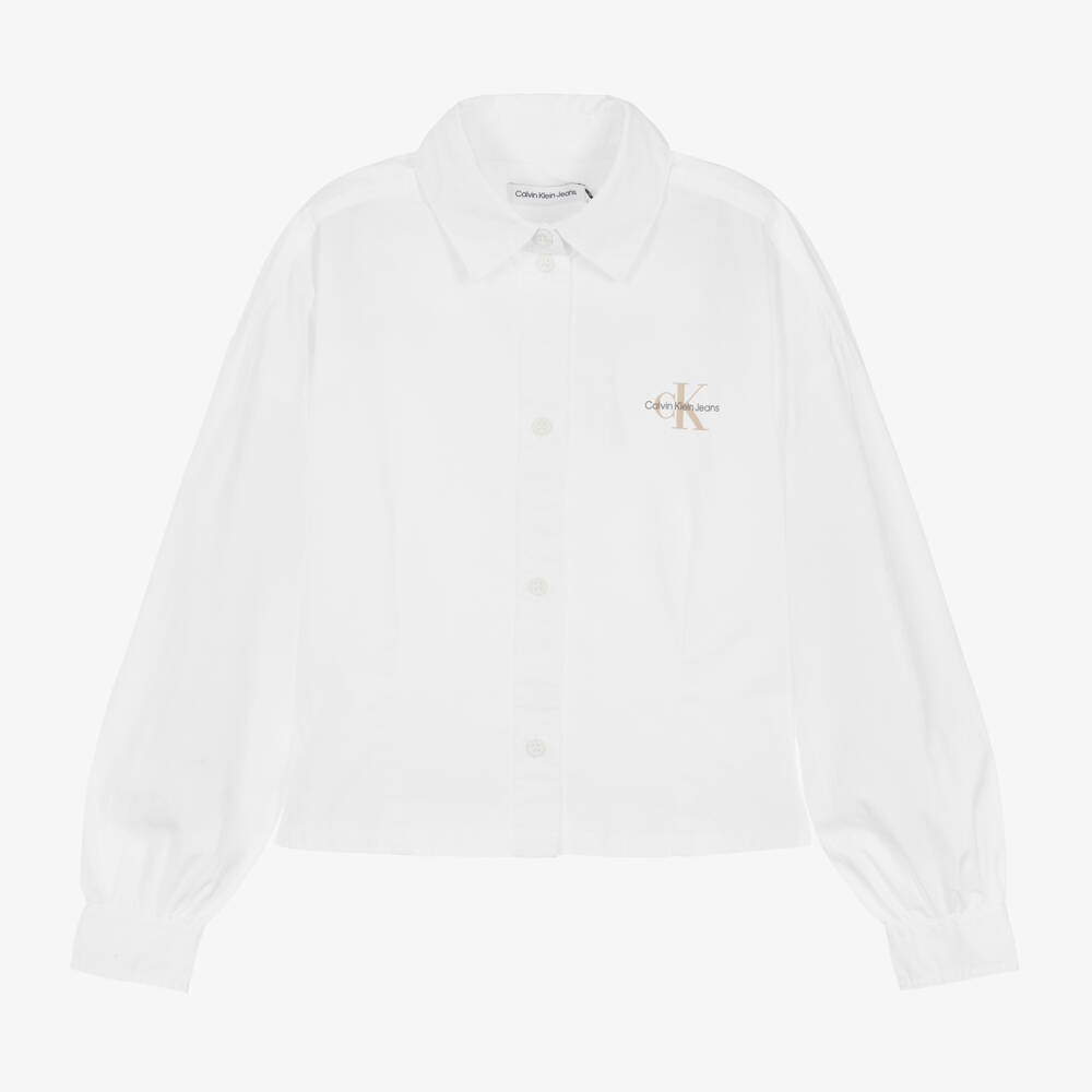 Calvin Klein-Girls Ivory Cotton Blouse | Childrensalon Outlet