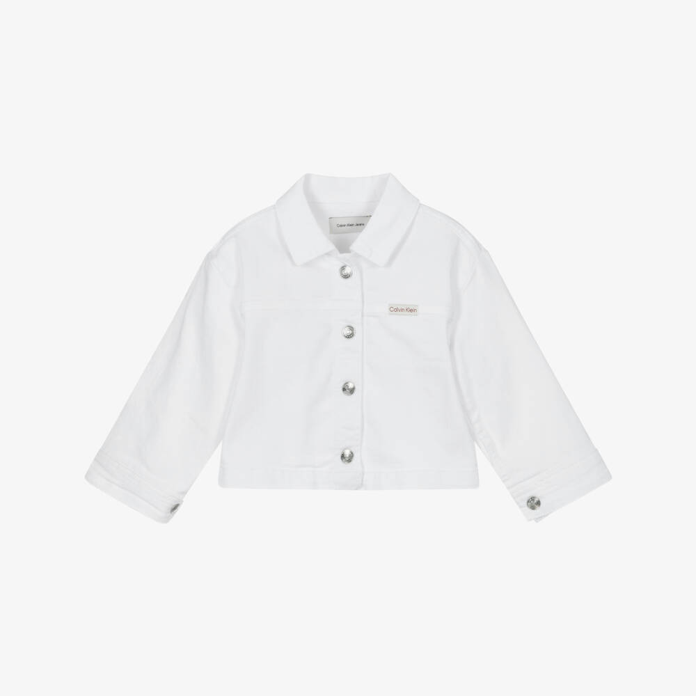 Calvin Klein-Girls Ivory Cotton Denim Coat | Childrensalon Outlet