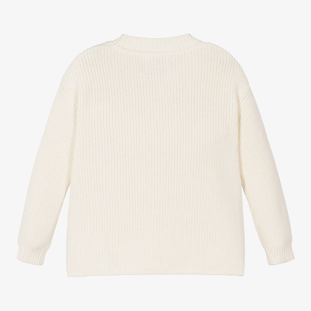 Calvin Klein-Girls Ivory Cotton Knit Sweater | Childrensalon Outlet