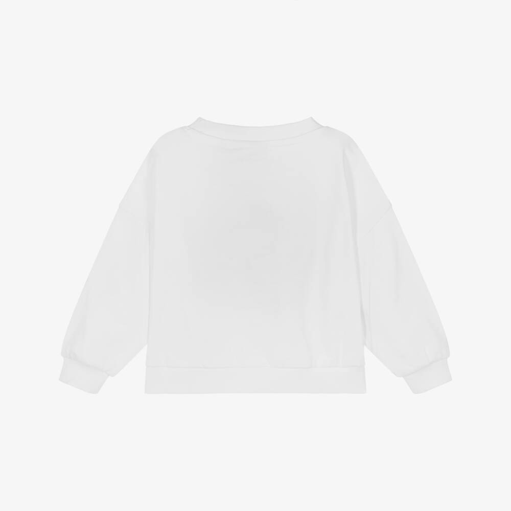 Calvin Klein-Girls Ivory Cotton Sparkle Logo Pullover | Childrensalon Outlet