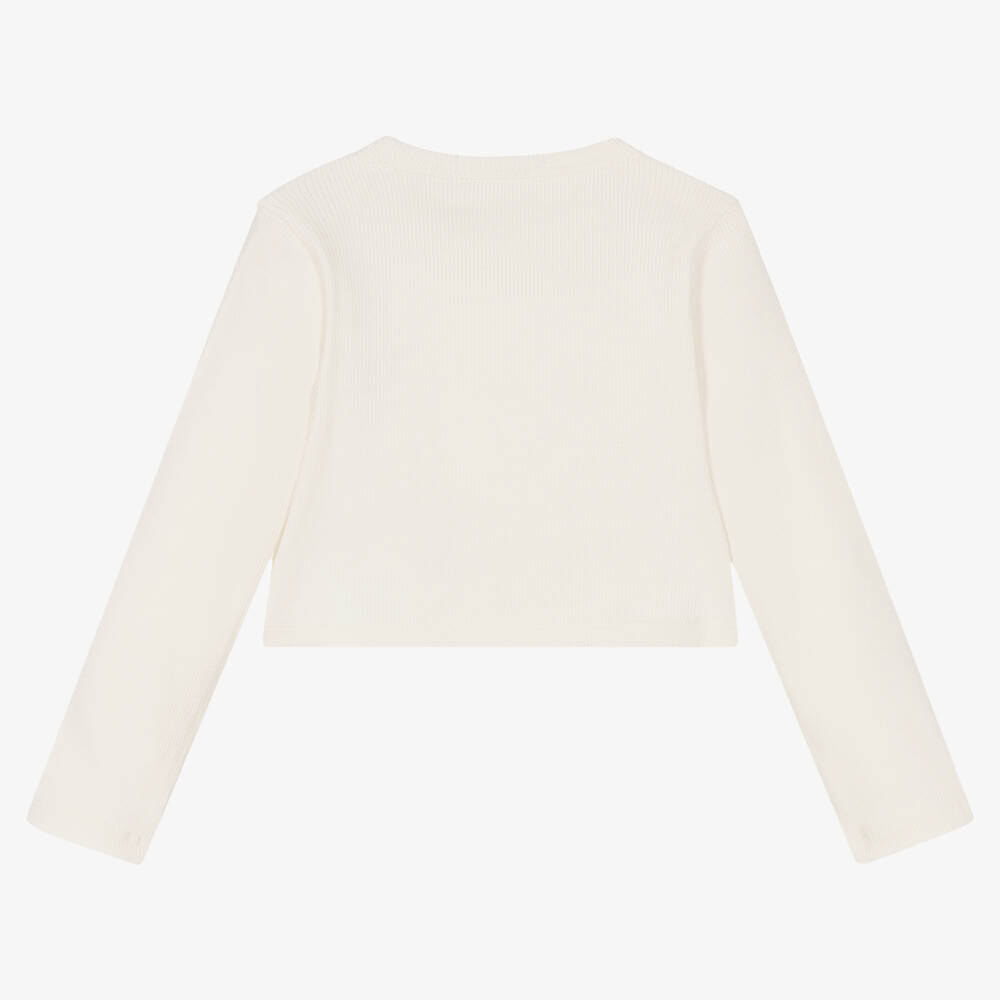 Calvin Klein Jeans-Girls Ivory Cropped Jersey Top | Childrensalon Outlet