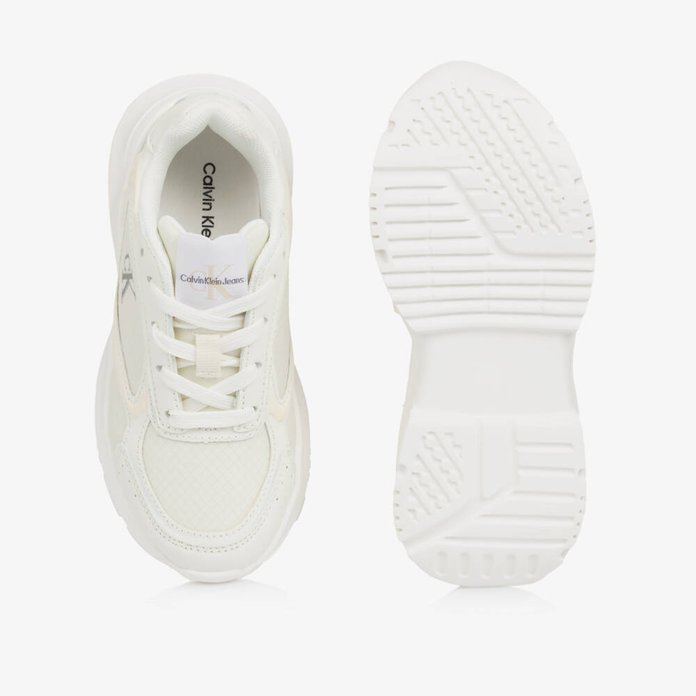 Calvin Klein-Кремовые кроссовки с логотипом из кружева для девочек | Childrensalon Outlet