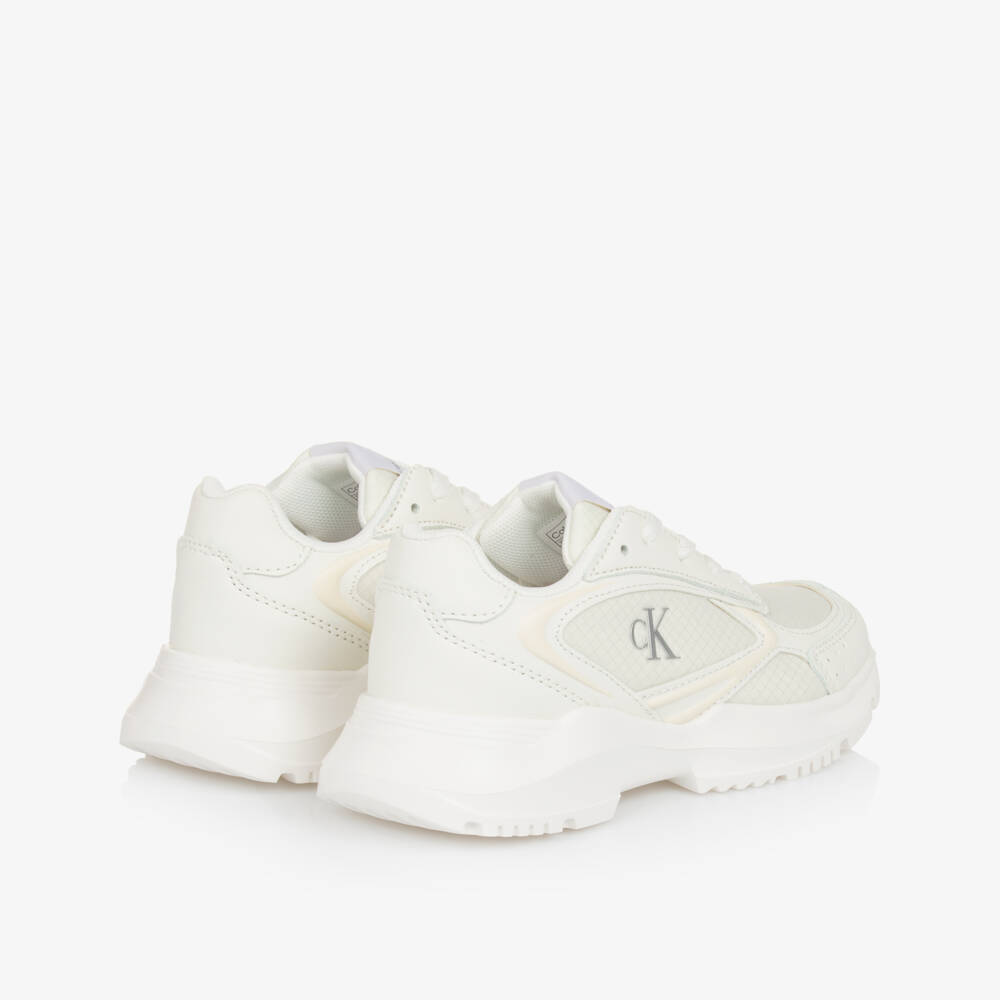 Calvin Klein-Кремовые кроссовки с логотипом из кружева для девочек | Childrensalon Outlet