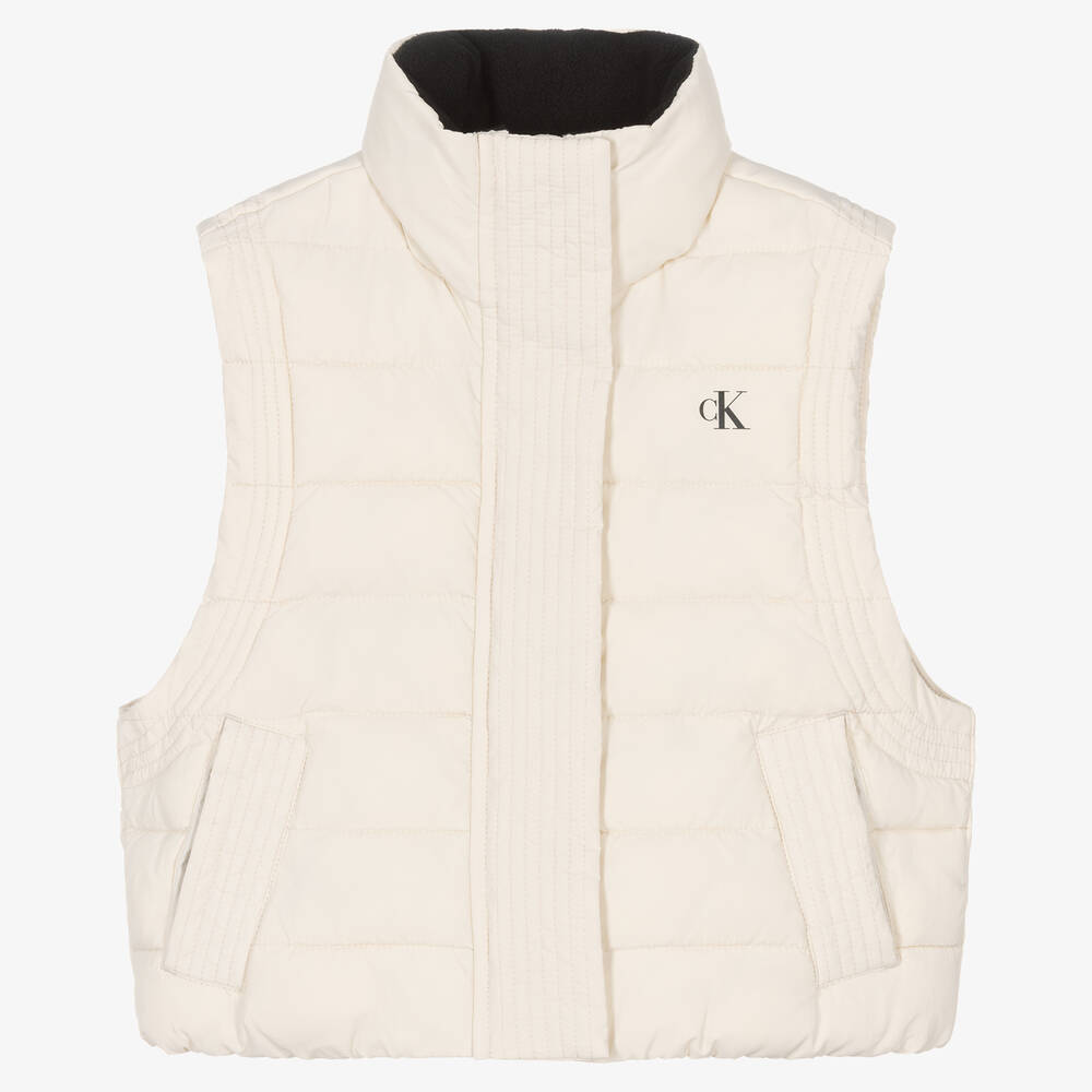 Calvin Klein - Gilet ivoire matelassé pour fille | Childrensalon